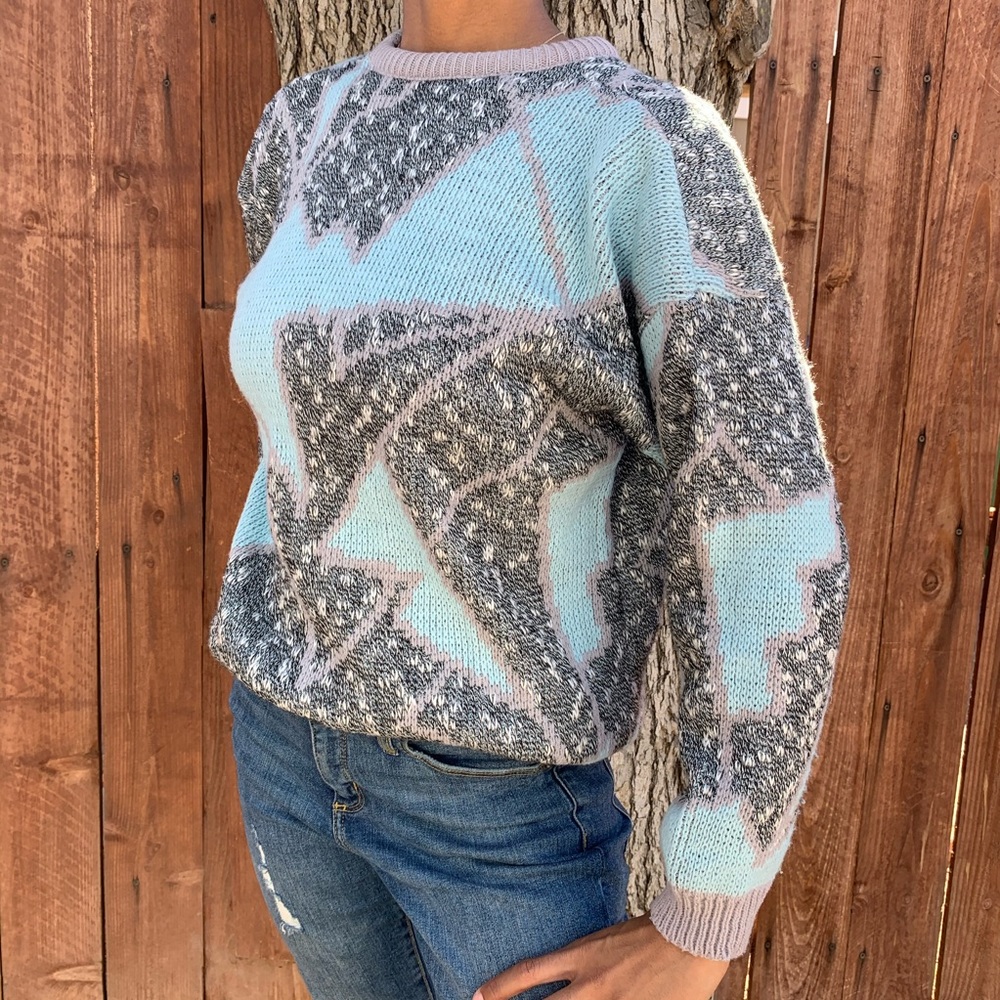 2 for $15 🏄🏽‍♀️ Retro Blue Grey Pastel Sweater
